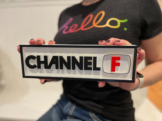 CHANNEL F 3D printed game console placard, retro console sign, multi-color|297170704592