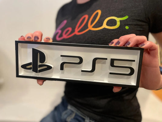 PLAYSTATION 5 (PS5) (light color) 3D printed game console placard, multi-color|297170867702