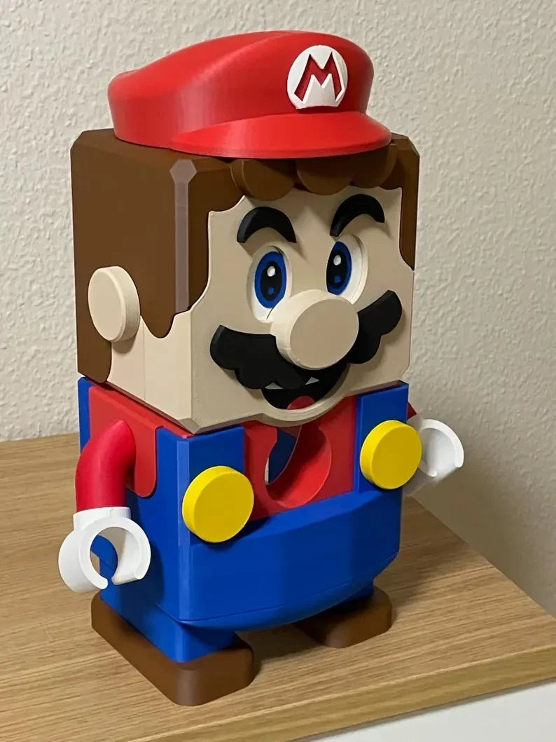 Super Mario tissue box holder dispenser, desk decoration, weighted and posable|296725613987