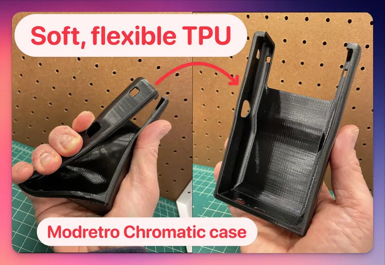 Modretro Chromatic Case EX, play-through, protective flexible TPU, custom designed, 11 colors available