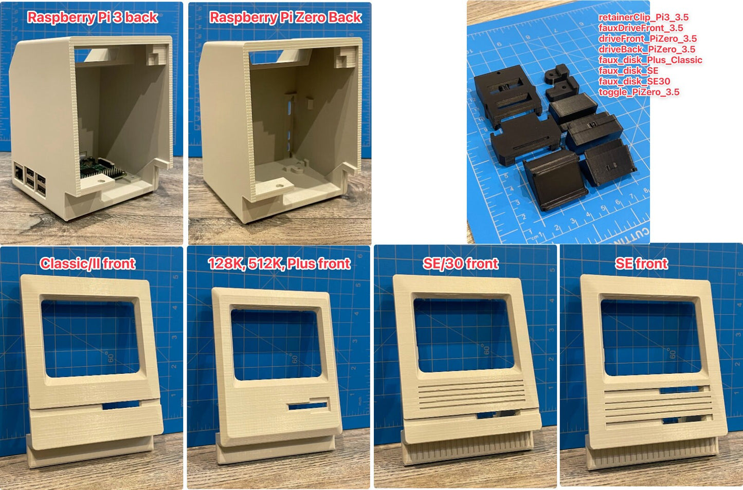 Macintosh Mini Cute 3, 40% scale Macintosh case computer system 3D printed parts kit for Raspberry Pi 3/Zero (Classic, Plus, SE, SE/30)