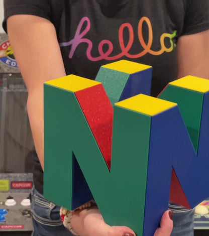 HUGE N64 Cube 6.4” - 3D Printed Retro Gamer Gift, Handcrafted Gaming Figurine