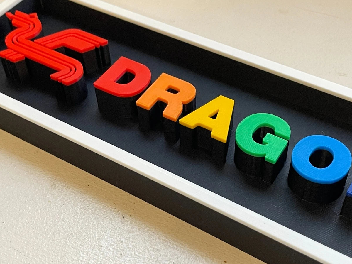 DRAGON 32 3D printed game console placard, retro console sign, multi-color|297170722034