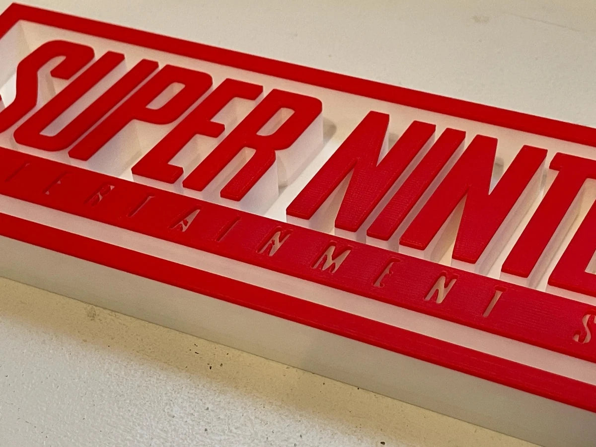 SUPER NINTENDO (SNES) 3D printed game console placard, multi-color|297170904829