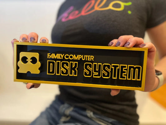 Family Computer Disk System 3D printed game console placard sign, multi-color|297170735299