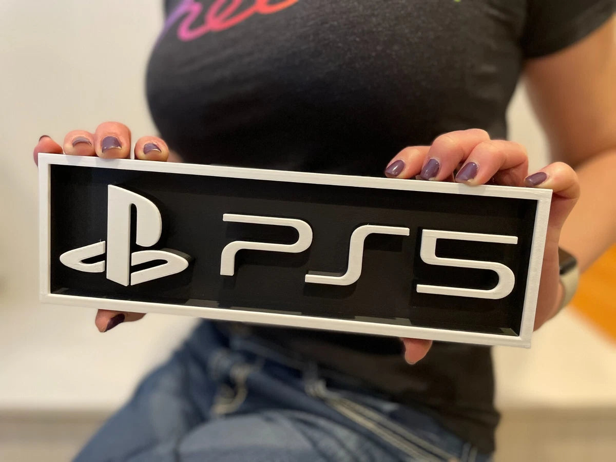 PLAYSTATION 5 (PS5) (dark color) 3D printed game console placard, multi-color|297170868035