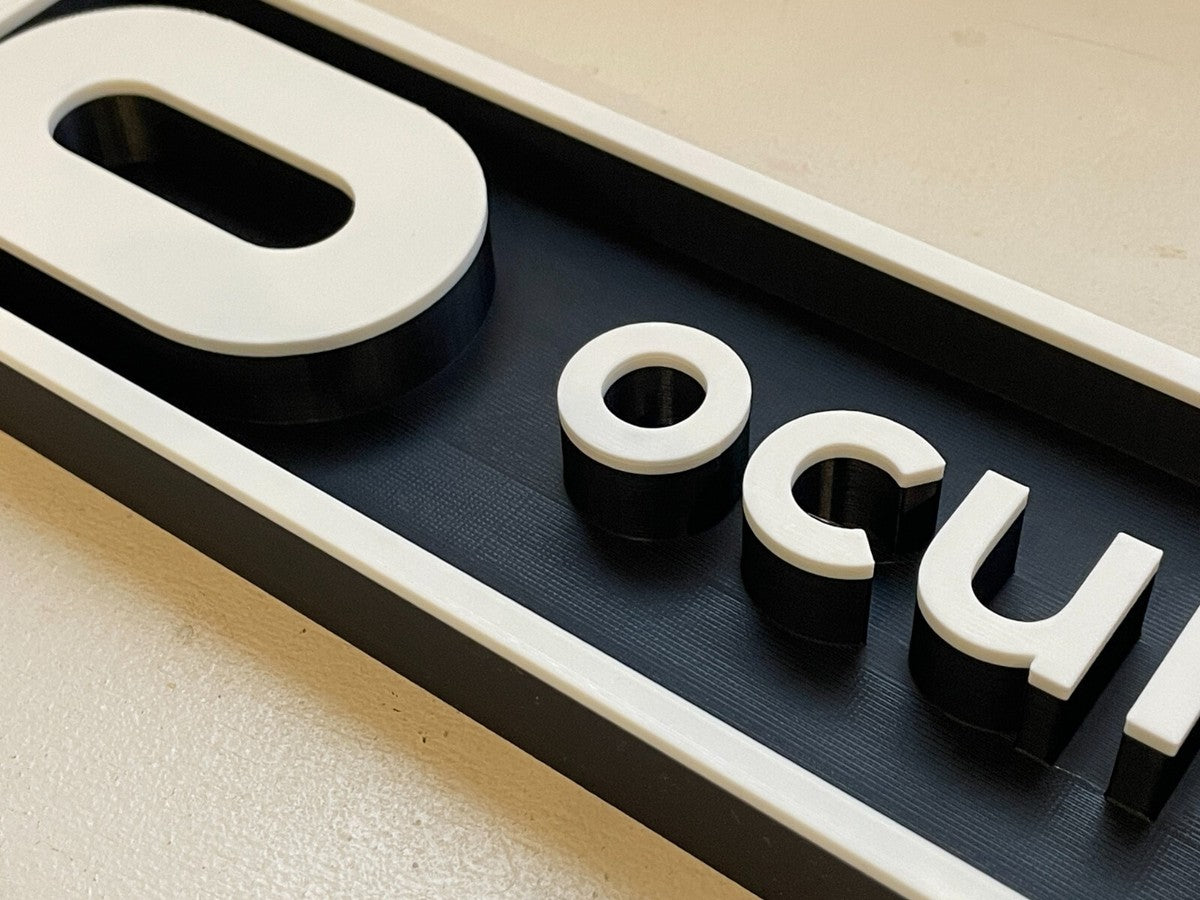 OCULUS 3D printed game console placard, multi-color|297170839177