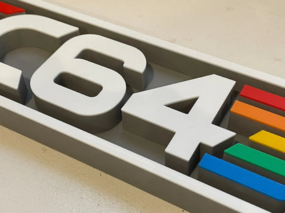 Commodore 64 (C64) 3D printed game console placard, retro sign, multi-color|297170711052