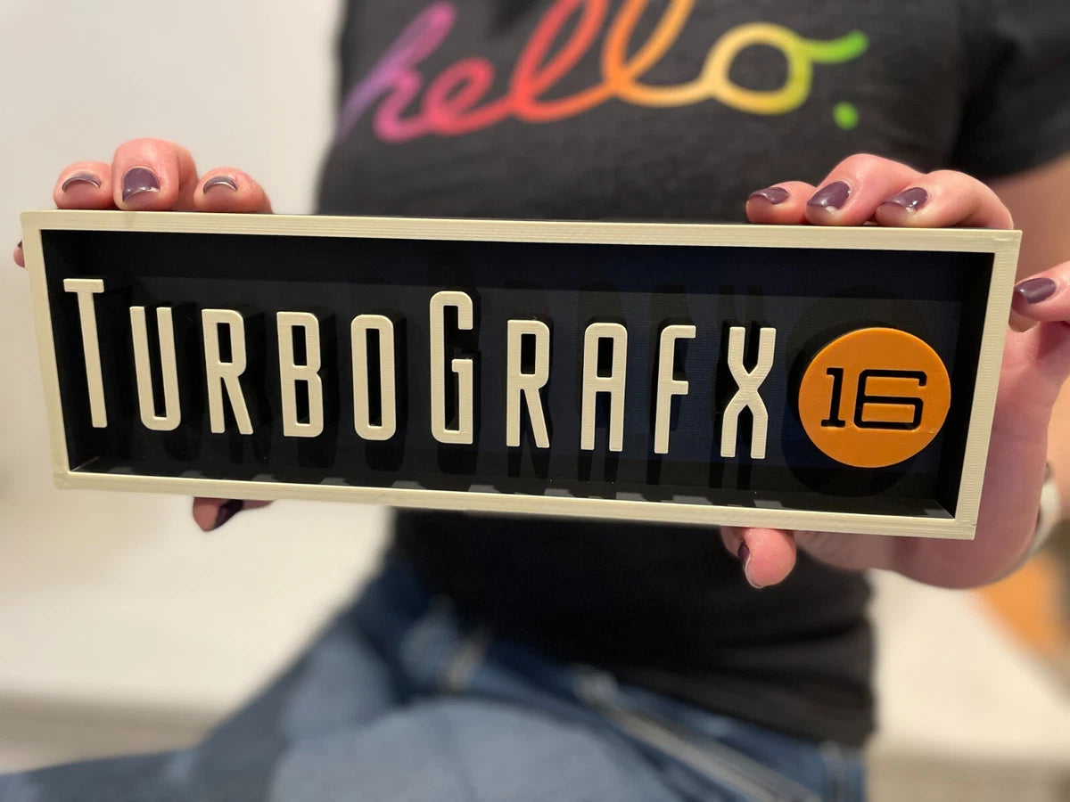 TURBO GRAFX 16 (TG16) 3D printed game console placard, multi-color|297170933050