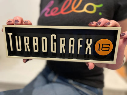 TURBO GRAFX 16 (TG16) 3D printed game console placard, multi-color|297170933050