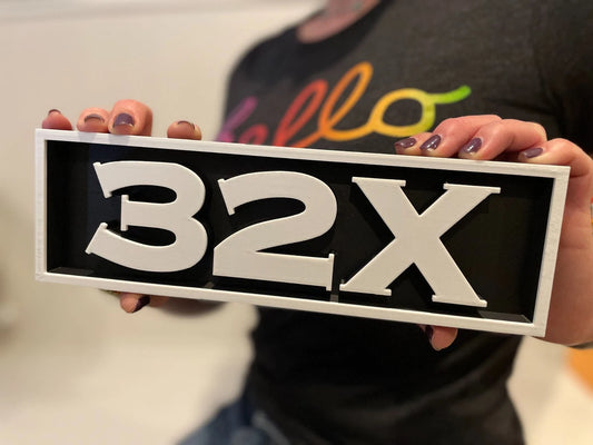 SEGA 32X 3D printed game console placard, multi-color|297170872341