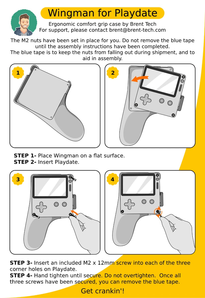 WINGMAN GRIP CASE, CUSTOM DESIGNED ERGONOMIC CONTROLLER ADDON FOR PANIC PLAYDATE|295287321974