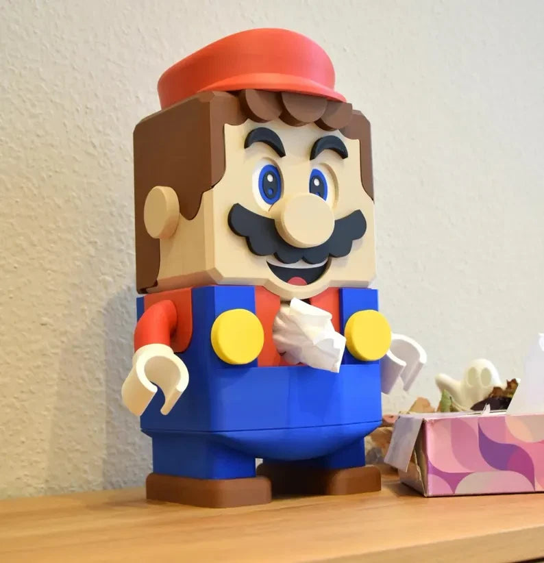 Super Mario tissue box holder dispenser, desk decoration, weighted and posable|296725613987