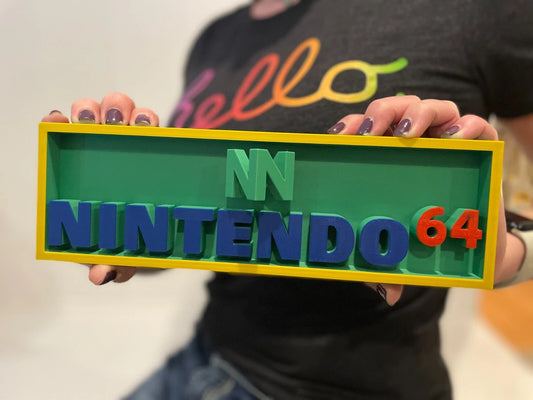 N64 (green) system 3D printed game console placard, retro sign, multi-color|297170794603