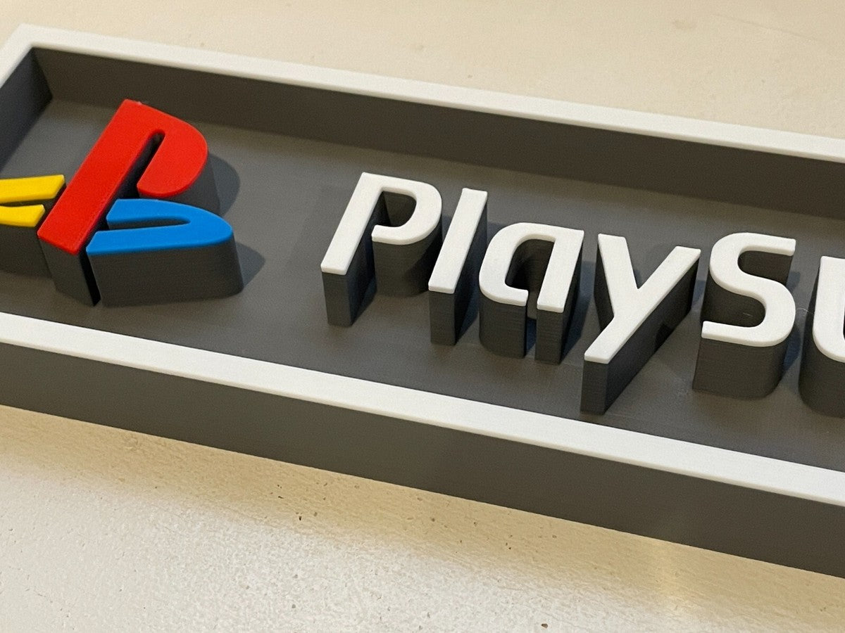 PLAYSTATION (PSX) 3D printed game console placard, multi-color|297170865249