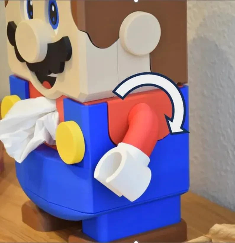 Super Mario tissue box holder dispenser, desk decoration, weighted and posable|296725613987