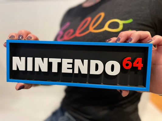 N64 (black) system 3D printed game console placard, retro sign, multi-color|297170792274