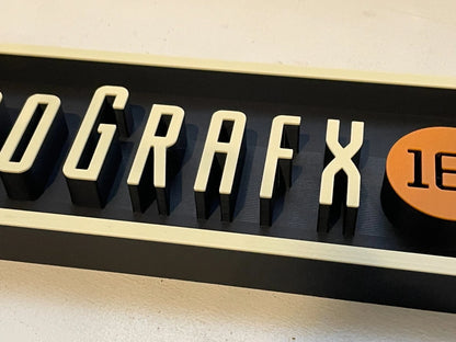 TURBO GRAFX 16 (TG16) 3D printed game console placard, multi-color|297170933050