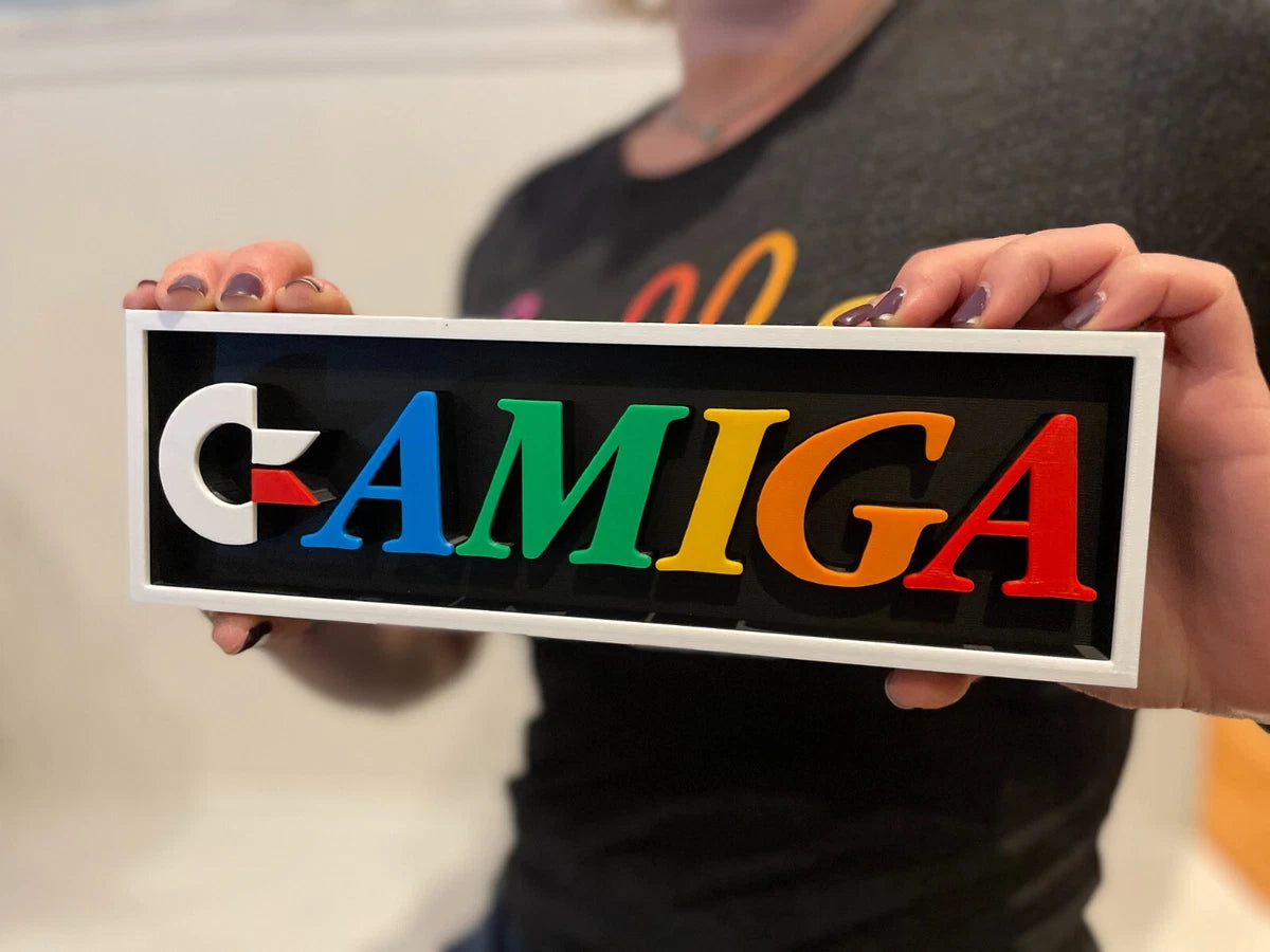 COMMODORE AMIGA 3D printed game console placard, retro console sign, multi-color|297170715588