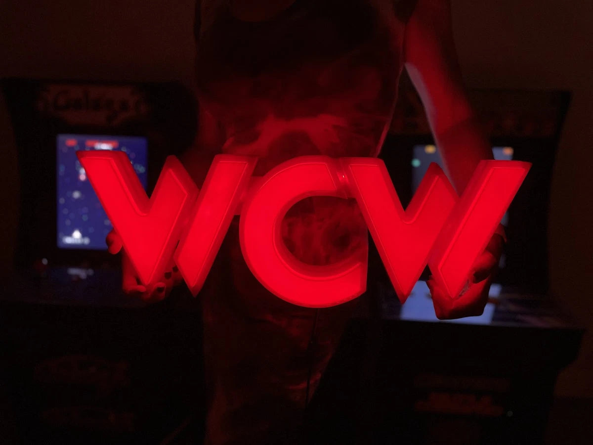 WCW WORLD CHAMPIONSHIP WRESTLING WALL HANGING SIGN, FULL RGB LIT, HUGE 24" x 16"|296654117328
