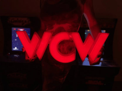 WCW WORLD CHAMPIONSHIP WRESTLING WALL HANGING SIGN, FULL RGB LIT, HUGE 24" x 16"|296654117328