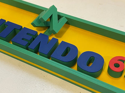 N64 (yellow) system 3D printed game console placard, retro sign, multi-color|297170799605