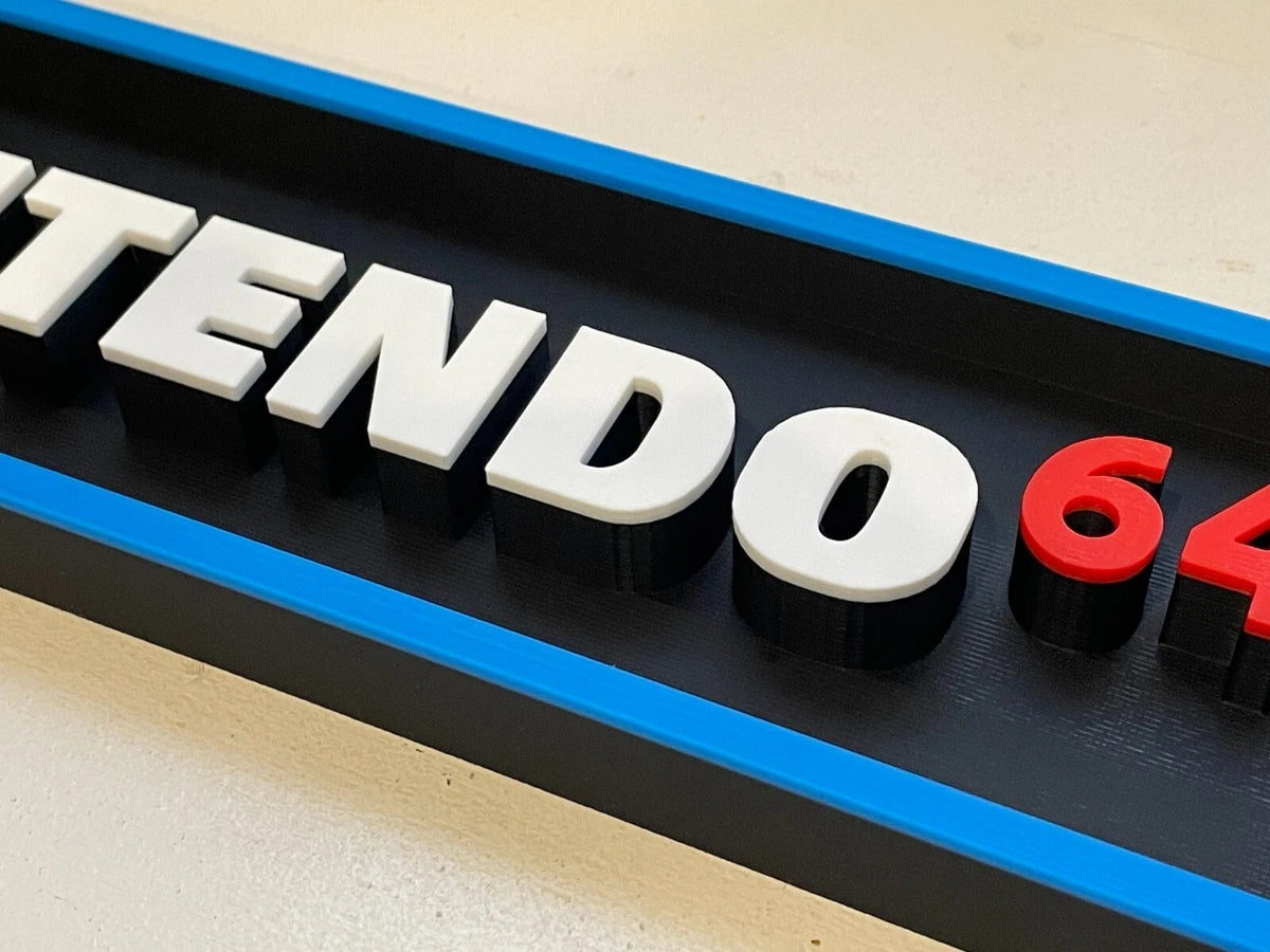 N64 (black) system 3D printed game console placard, retro sign, multi-color|297170792274