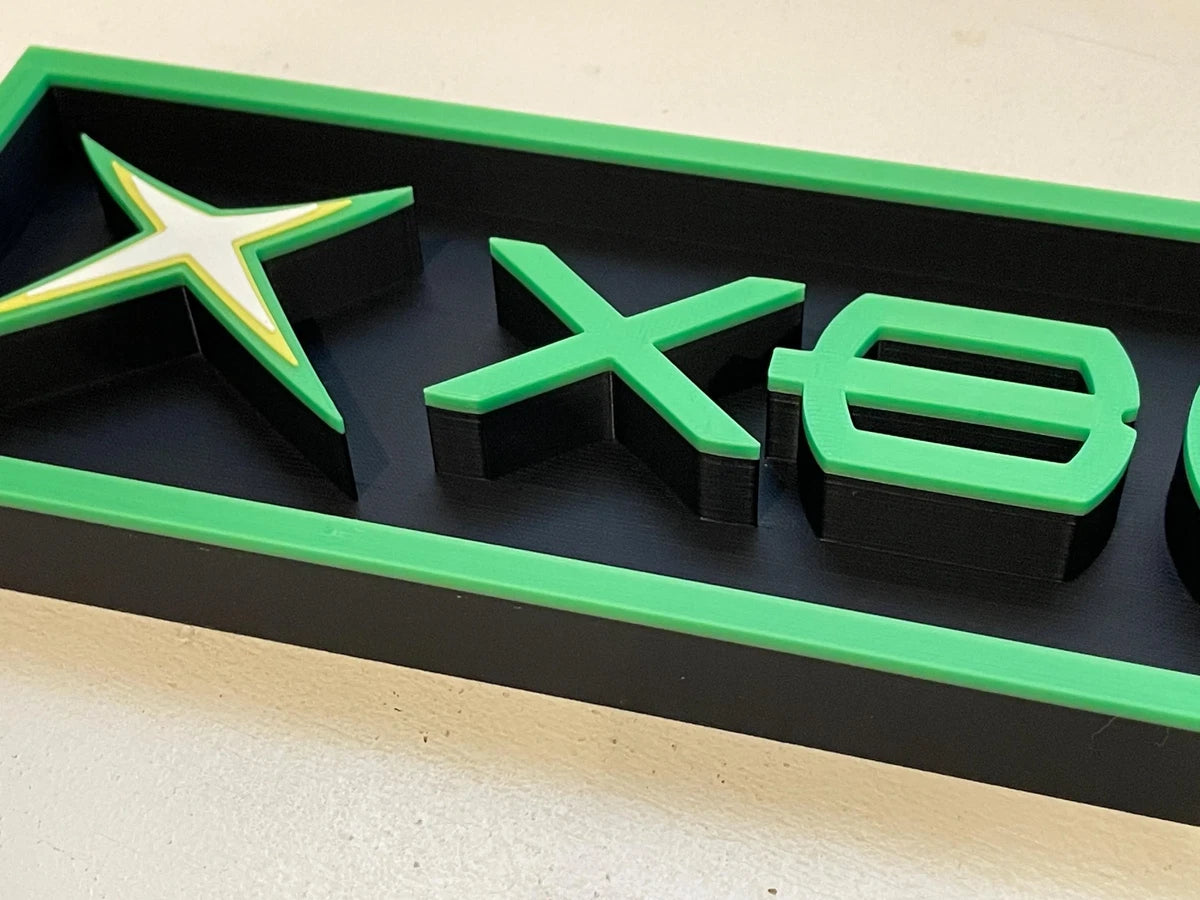 XBOX (classic green & yellow) 3D printed game console placard, multi-color|297170955399