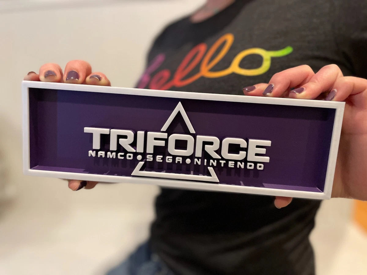 TRIFORCE (Nintendo, Sega, Nintendo) 3D printed game console placard, multi-color|297170919501