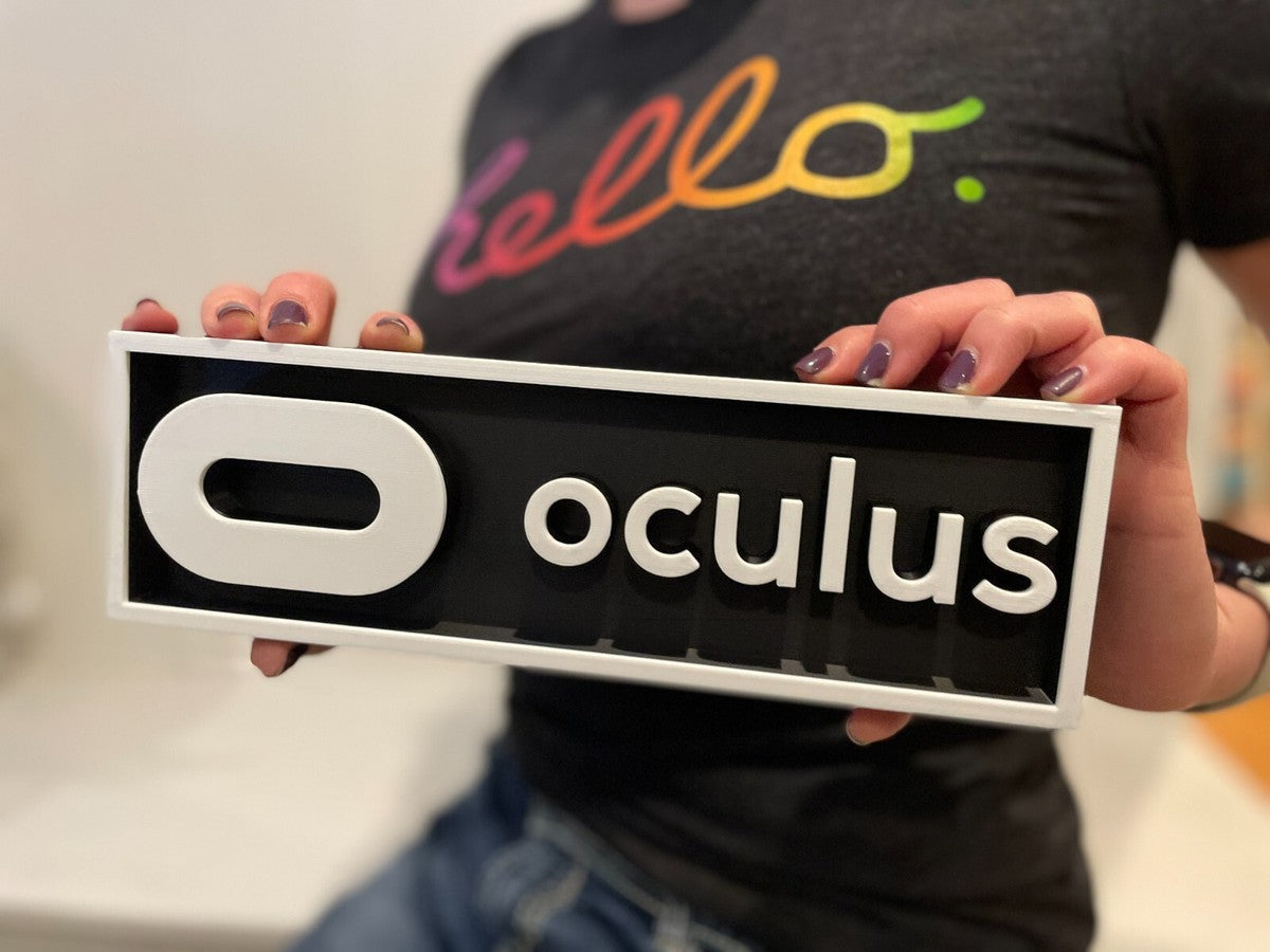 OCULUS 3D printed game console placard, multi-color|297170839177
