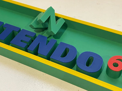 N64 (green) system 3D printed game console placard, retro sign, multi-color|297170794603