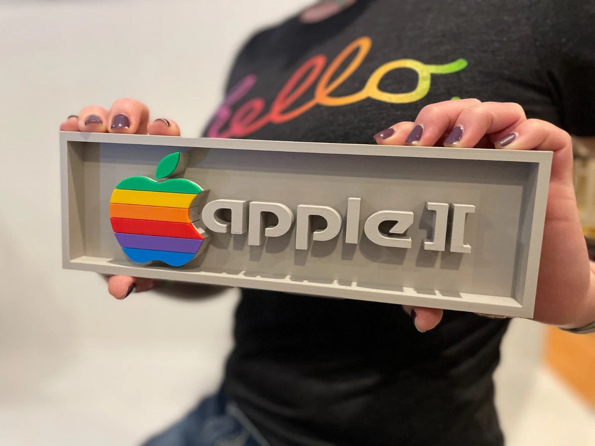 APPLE II Macintosh 3D printed placard, retro PC sign, multi-color|297167582151
