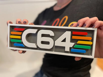 Commodore 64 (C64) 3D printed game console placard, retro sign, multi-color|297170711052