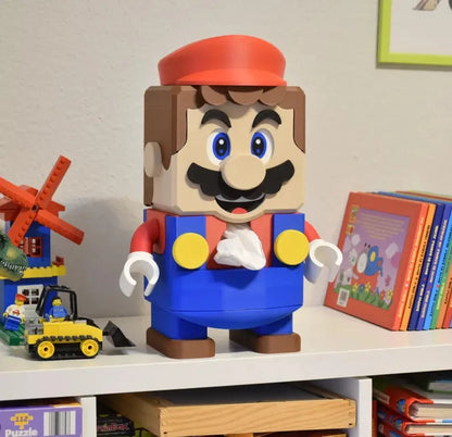Super Mario tissue box holder dispenser, desk decoration, weighted and posable|296725613987