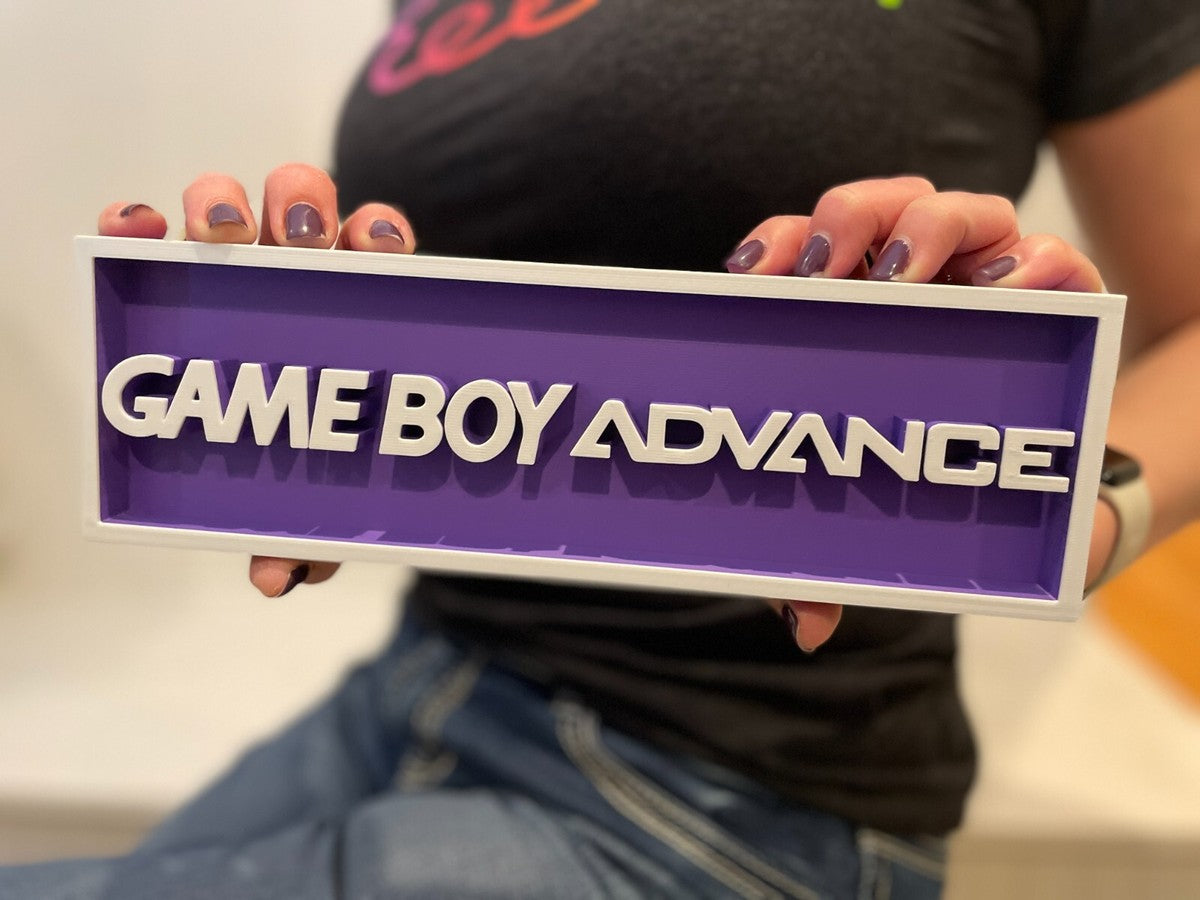 GAMEBOY ADVANCE (GBA) 3D printed game console placard, retro sign, multi-color|297170744801
