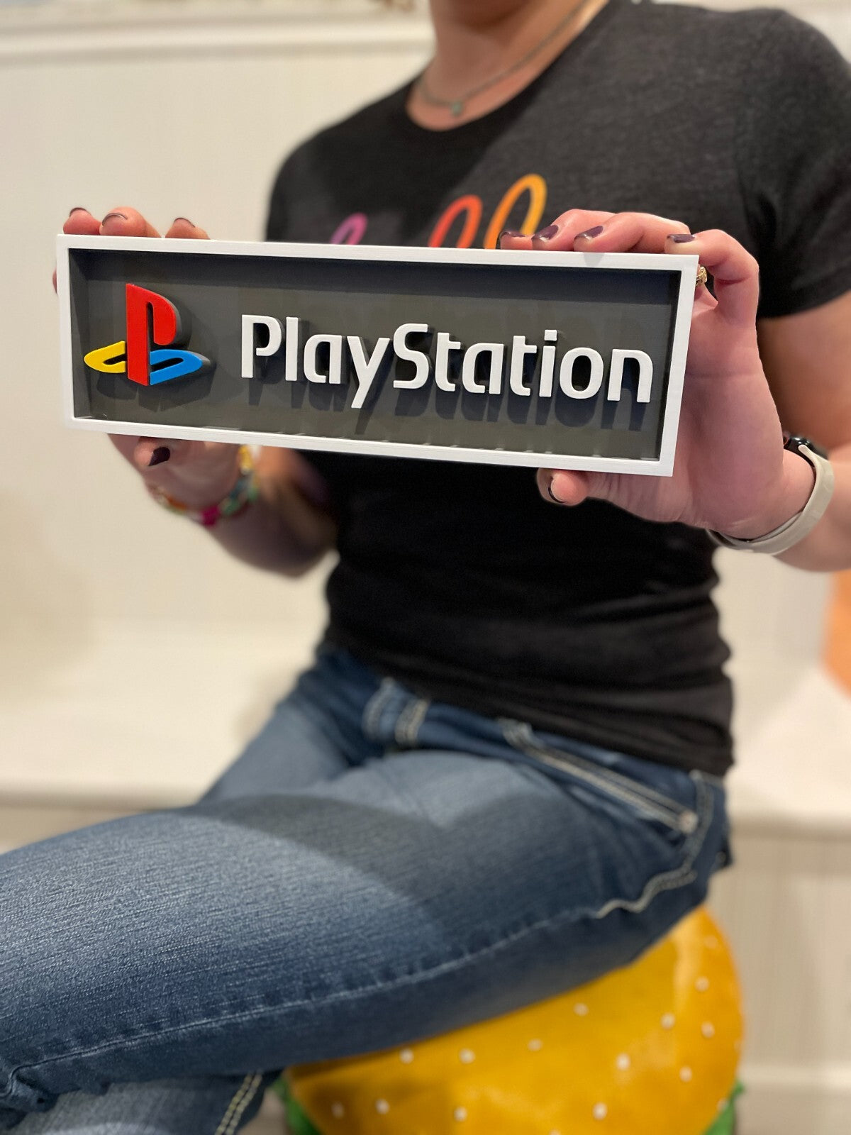 PLAYSTATION (PSX) 3D printed game console placard, multi-color|297170865249