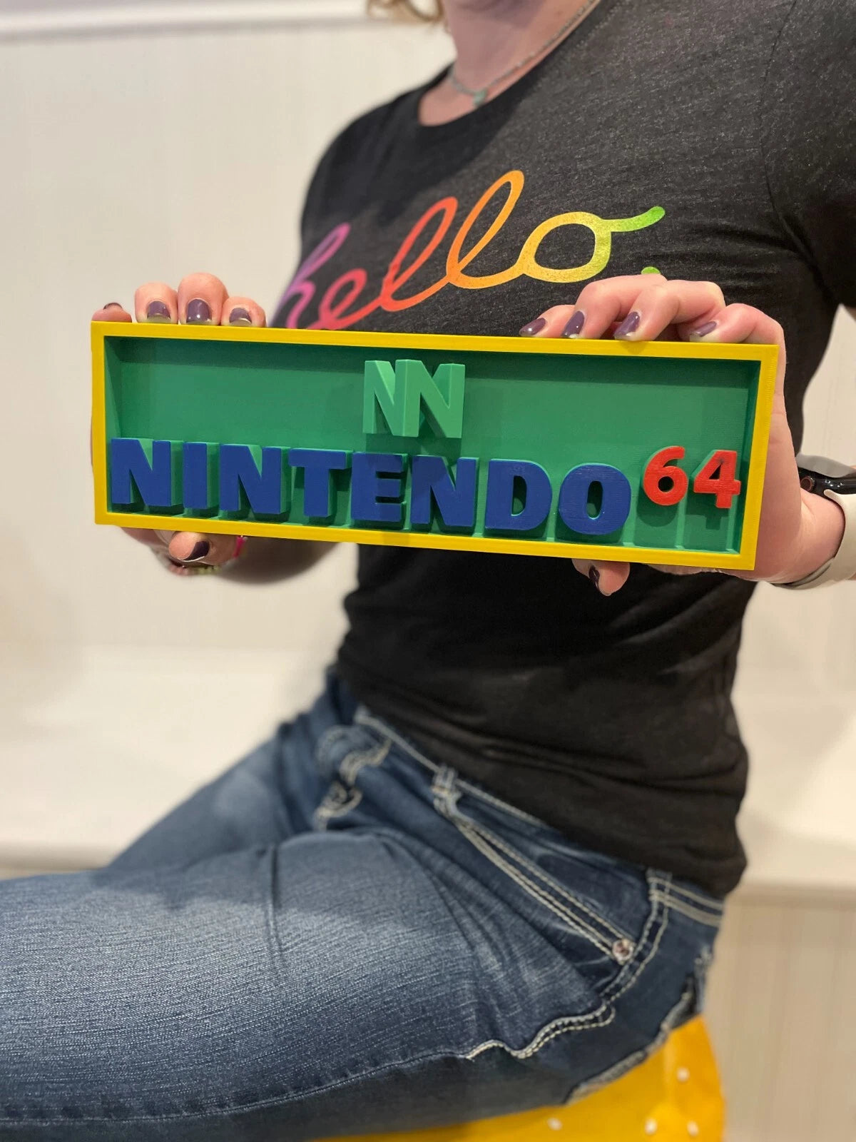 N64 (green) system 3D printed game console placard, retro sign, multi-color|297170794603