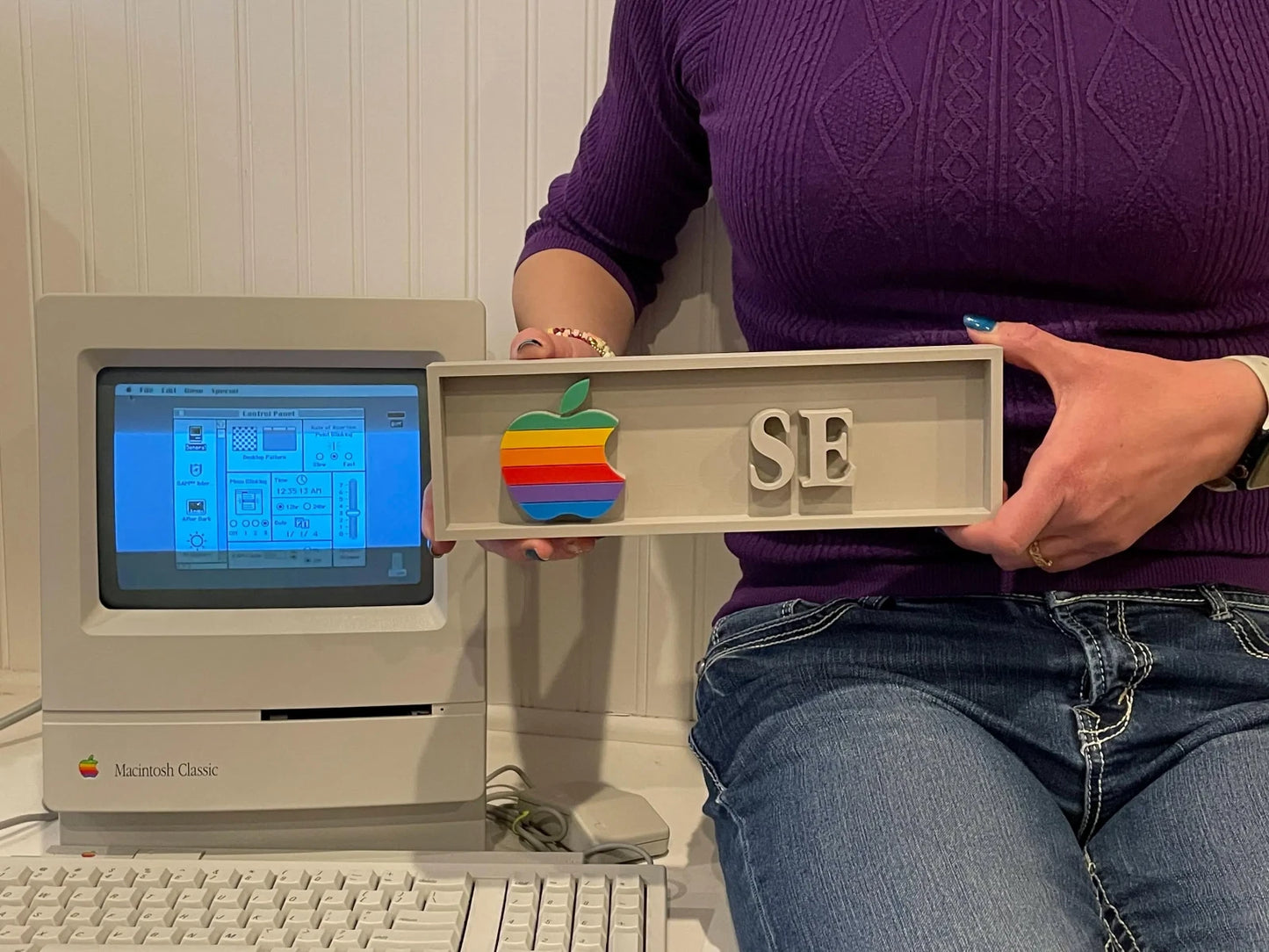 APPLE Macintosh SE 3D printed placard, retro PC sign, multi-color|297170757364