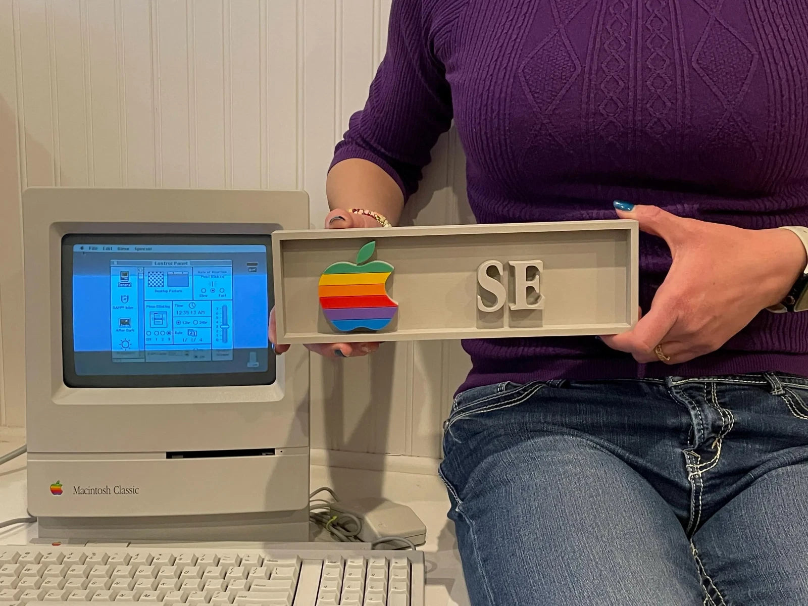 APPLE Macintosh SE 3D printed placard, retro PC sign, multi-color|297170757364