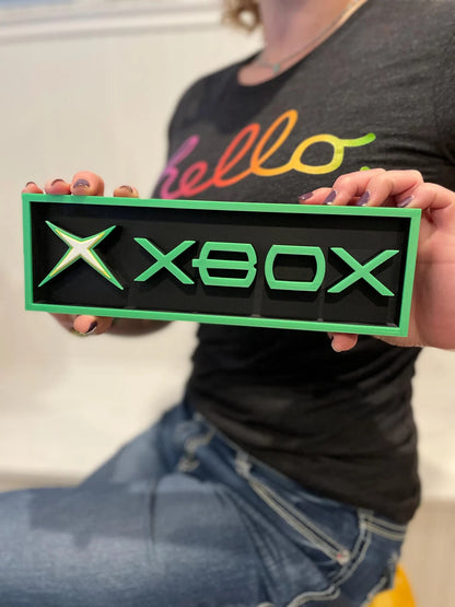 XBOX (classic green & yellow) 3D printed game console placard, multi-color|297170955399