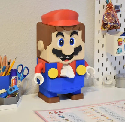Super Mario tissue box holder dispenser, desk decoration, weighted and posable|296725613987