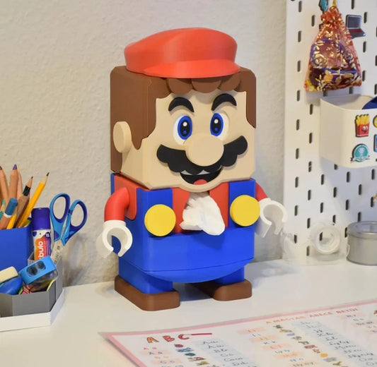Super Mario tissue box holder dispenser, desk decoration, weighted and posable|296725613987
