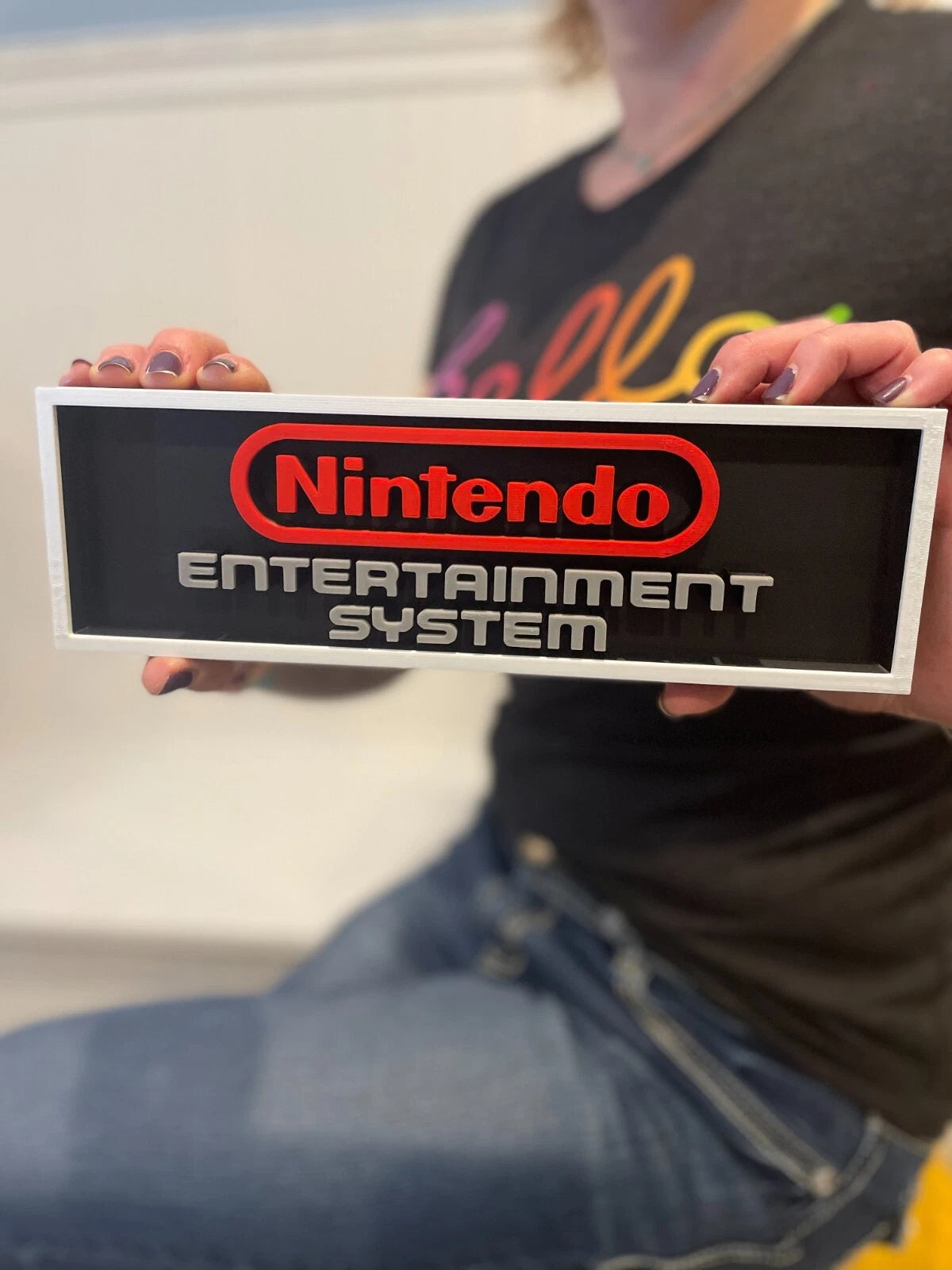 NINTENDO (NES) system 3D printed game console placard, retro sign, multi-color|297170828767