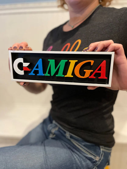 COMMODORE AMIGA 3D printed game console placard, retro console sign, multi-color|297170715588