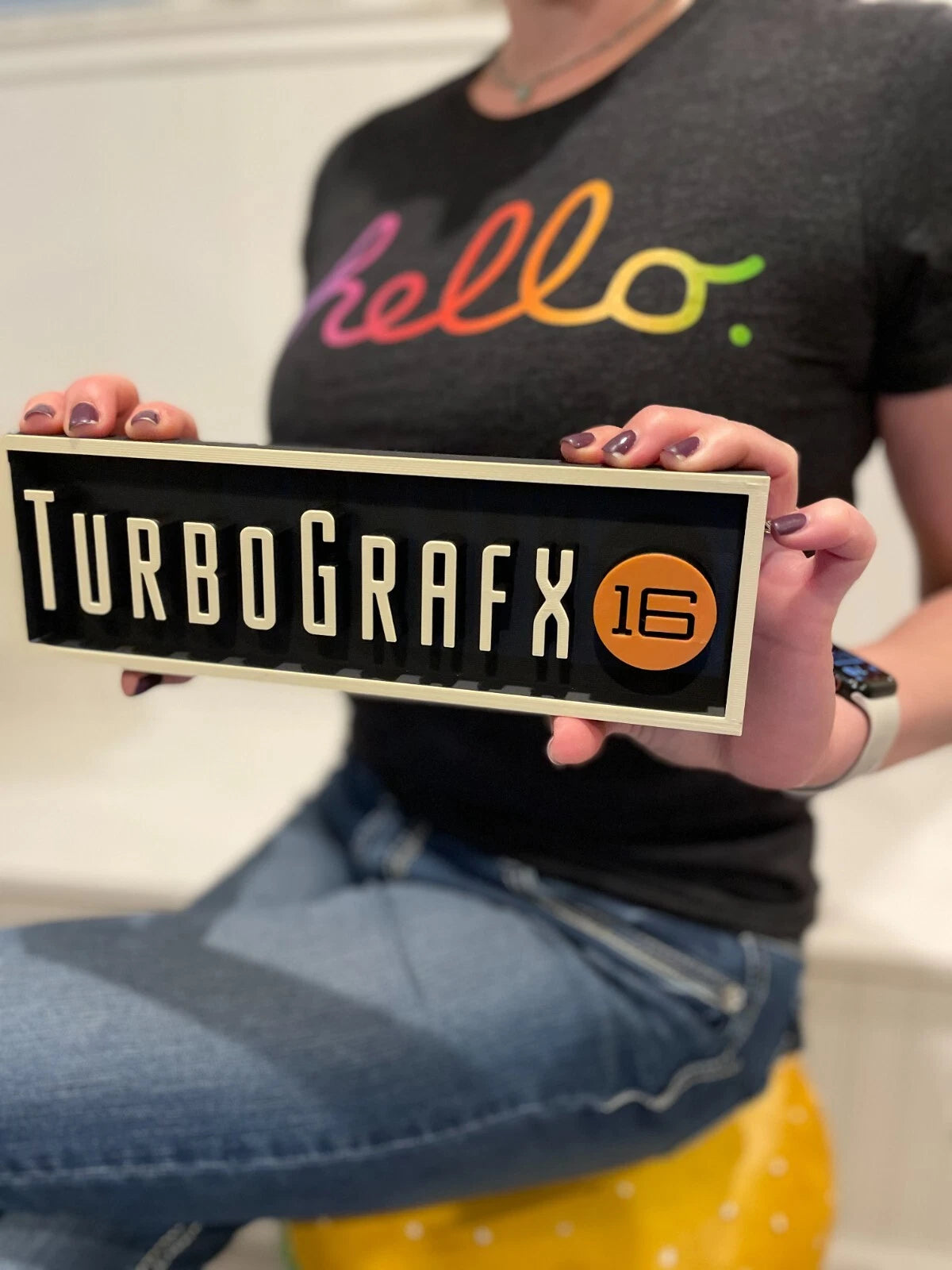 TURBO GRAFX 16 (TG16) 3D printed game console placard, multi-color|297170933050