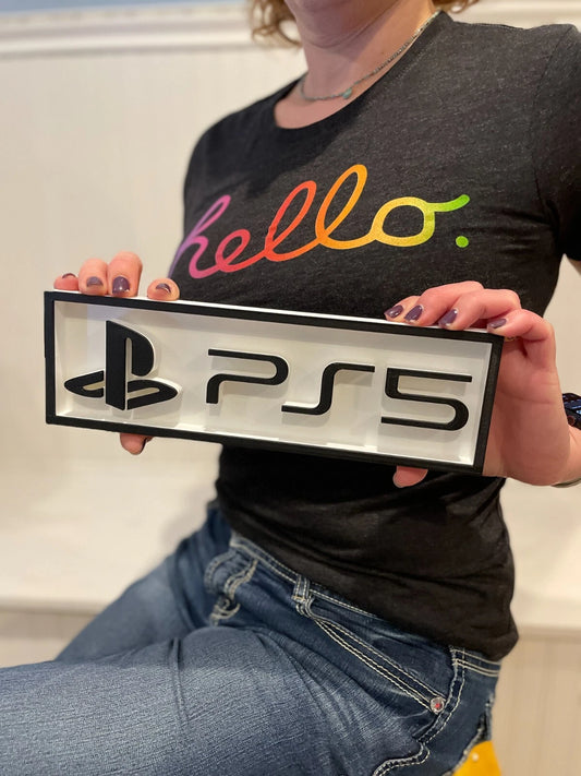 PLAYSTATION 5 (PS5) (light color) 3D printed game console placard, multi-color|297170867702
