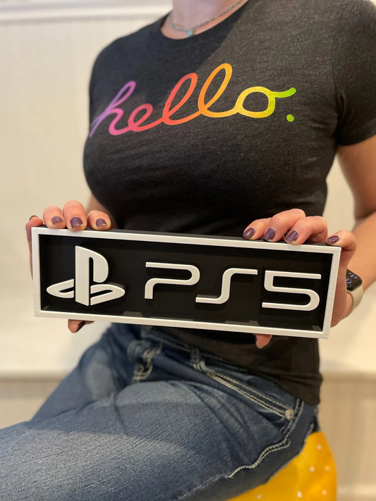 PLAYSTATION 5 (PS5) (dark color) 3D printed game console placard, multi-color|297170868035