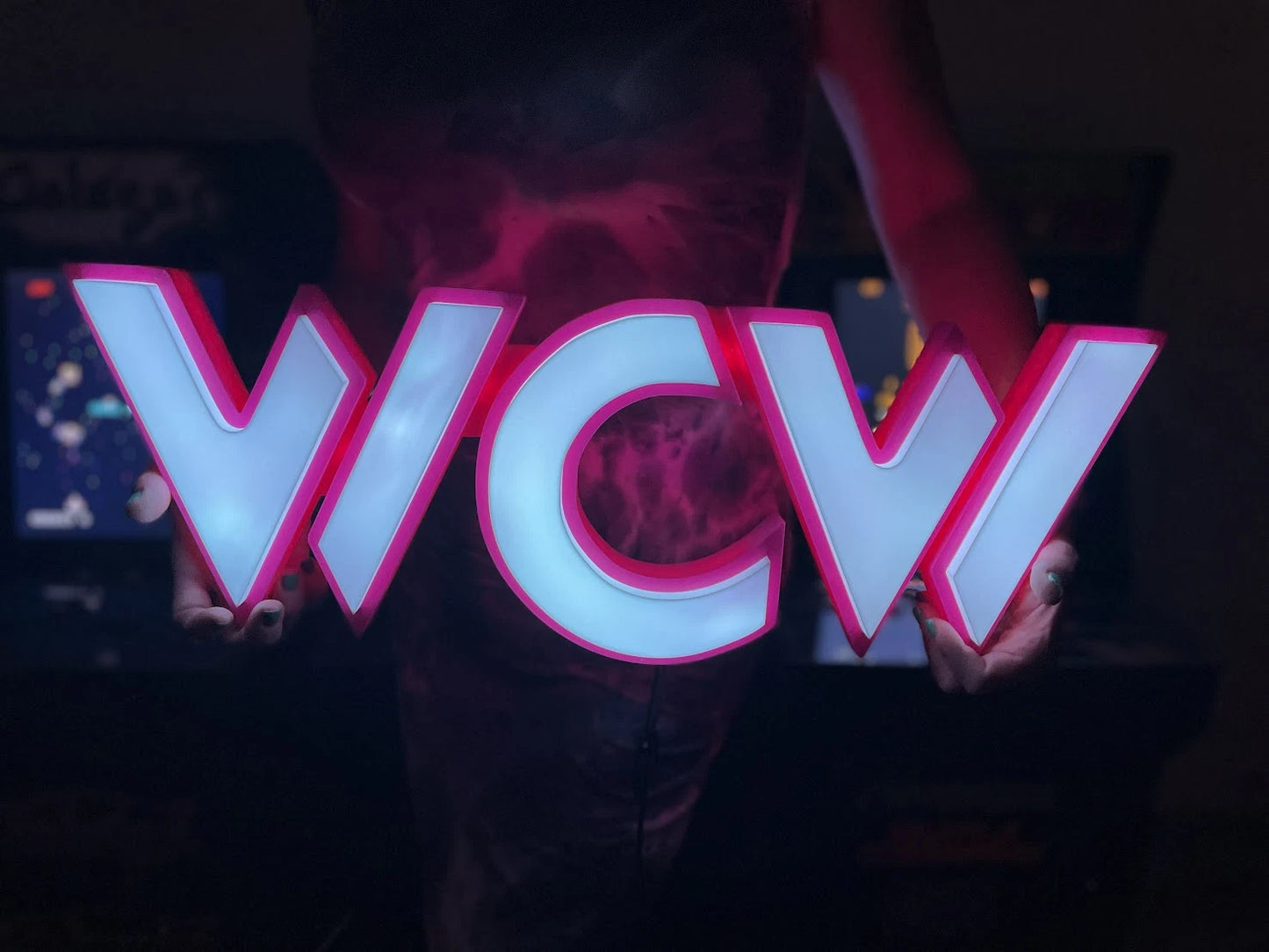 WCW WORLD CHAMPIONSHIP WRESTLING WALL HANGING SIGN, FULL RGB LIT, HUGE 24" x 16"|296654117328