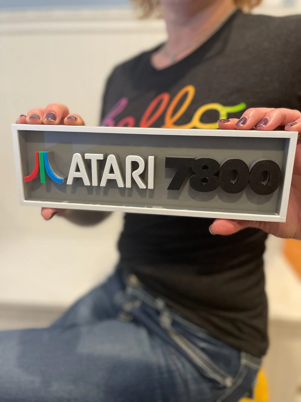 ATARI 7800 3D printed game console placard, retro console sign, multi-color|297170698317