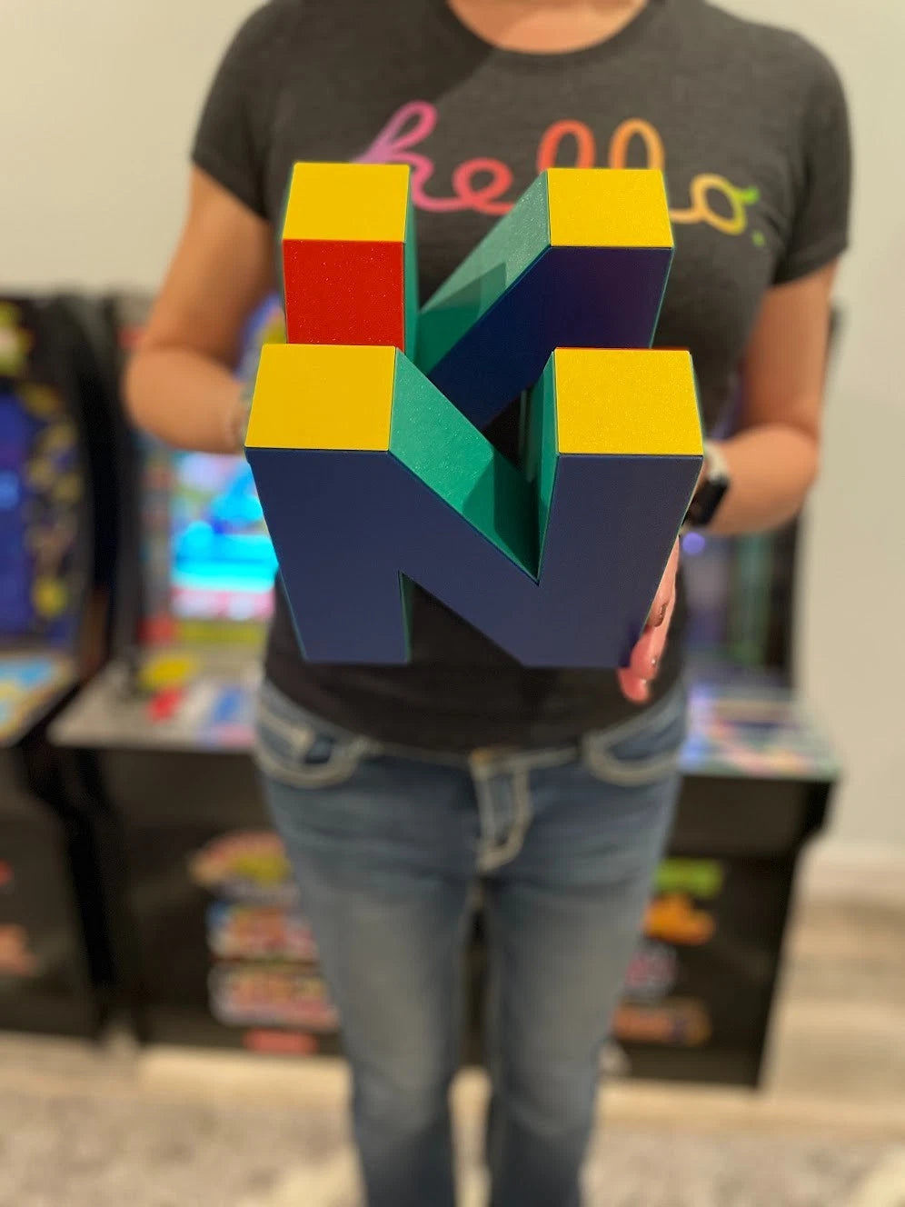 HUGE N64 Cube 6.4” - 3D Printed Retro Gamer Gift, Handcrafted Gaming Figurine|296961178173